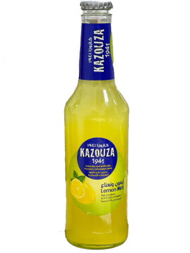 Kazouza Lemon Mint Carbonated Drink Bottle Perspective: front