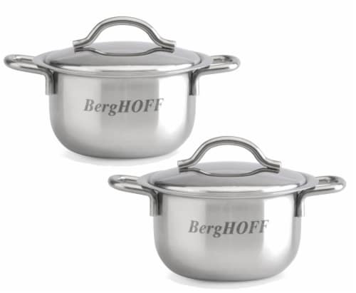 BergHOFF Stainless Steel Covered Mini Pot Set Perspective: front