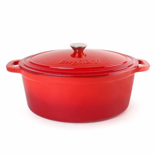 BergHOFF Neo Cast Iron Oval Casserole Dish - Red Perspective: front