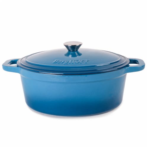 BergHOFF Neo Cast Iron Oval Casserole Dish - Blue Perspective: front