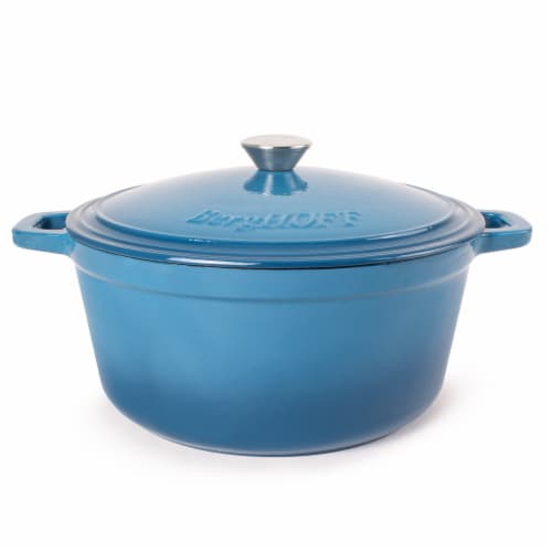 BergHOFF Neo Cast Iron Round Casserole Dish - Blue Perspective: front
