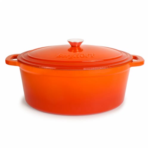 BergHOFF Neo Oval Cast Iron Casserole Dish - Orange Perspective: front