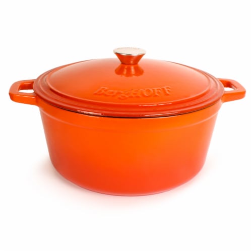 BergHOFF Neo Cast Iron Round Casserole Dish - Orange Perspective: front