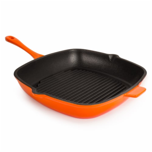 BergHOFF Neo Cast Iron Square Grill Pan - Orange Perspective: front