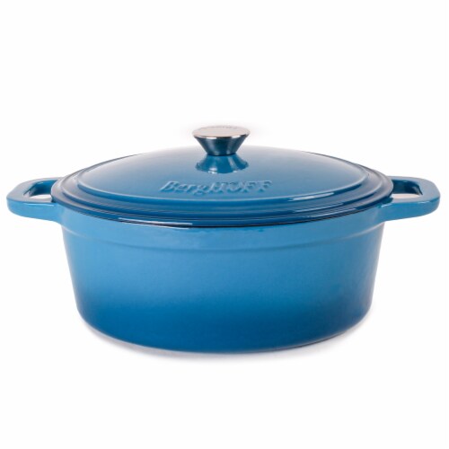 BergHOFF Neo Oval Cast Iron Casserole Dish - Blue Perspective: front