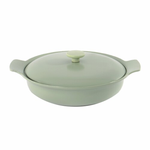 BergHOFF Cast Iron Covered Deep Skillet - Green Perspective: front