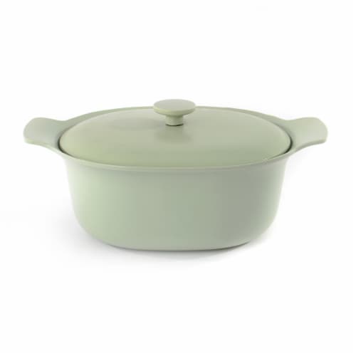 BergHOFF Ron Cast Iron Oval Covered Casserole - Green Perspective: front