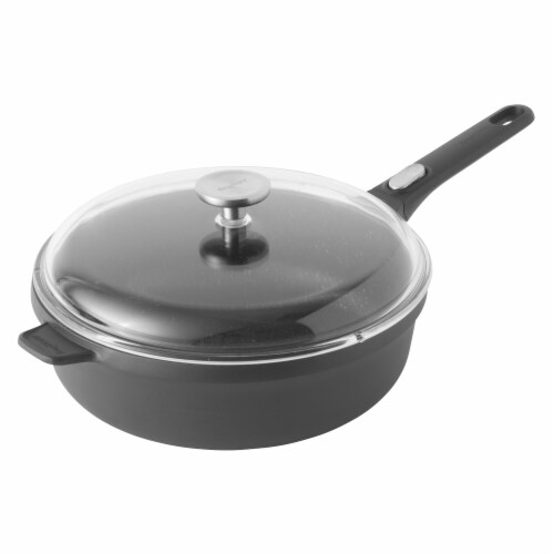 BergHOFF Cast Aluminum Saute Pan with Cover - Black Perspective: front