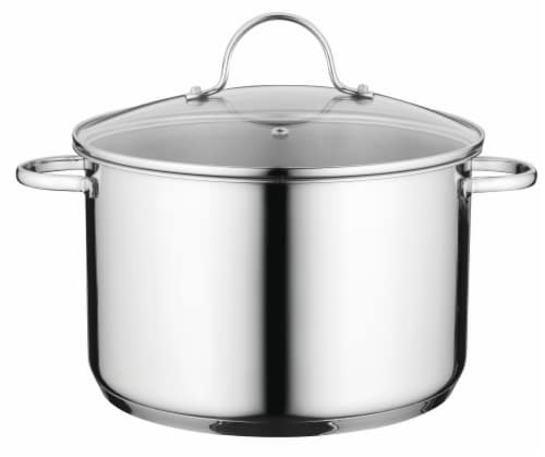 BergHOFF Comfort 10-Inch 18/10 Stainless Steel Stockpot 7.2Qt., Glass Lid Perspective: front