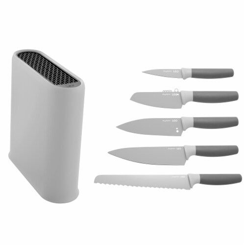 BergHOFF Leo Stainless Steel Knife Set with Block - Gray Perspective: front