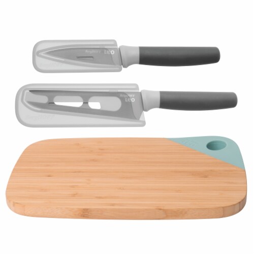 BergHOFF Leo Knife and Cutting Board Set - Gray/Green Perspective: front