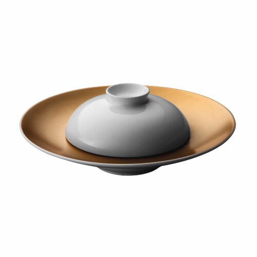 BergHOFF Gem Deep Presentation Plate And Bowl - White/Gold Perspective: front