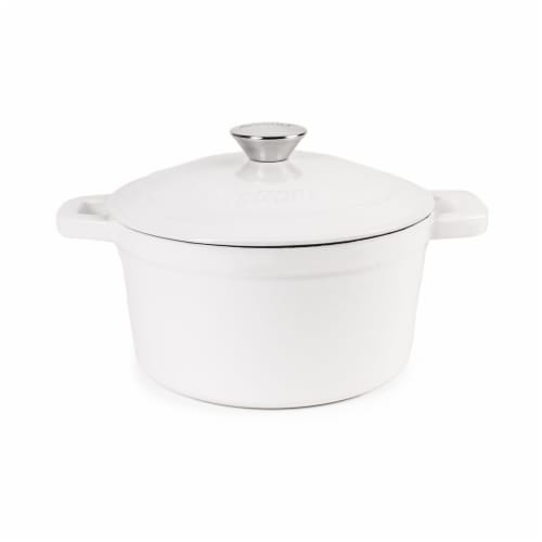 BergHOFF Neo Cast Iron Round Covered Dutch Oven - White Perspective: front