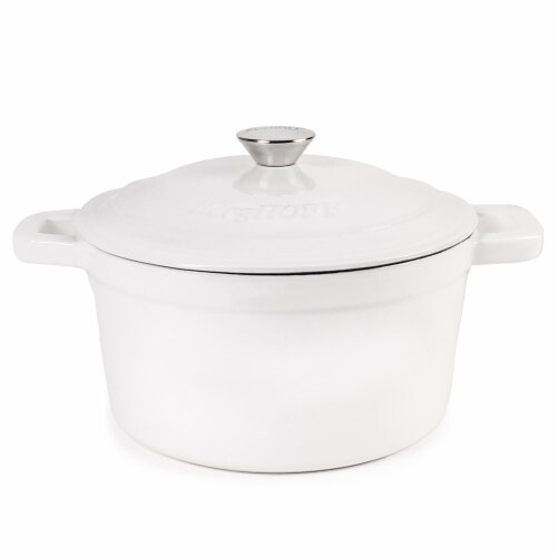 BergHOFF Neo Cast Iron Round Covered Casserole - White Perspective: front