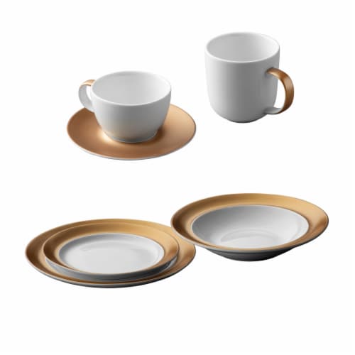 BergHOFF Gem Dinnerware Place Setting - White/Gold Perspective: front