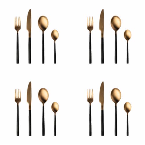 BergHOFF Gem Plated Flatware Set - Black/Gold Perspective: front