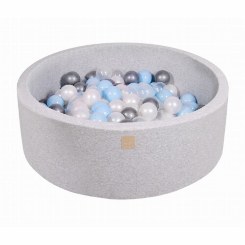 MeowBaby Round 35 x 11.5 Baby Foam Ball Pit w/ 200 Balls, Baby Blue/Transparent Perspective: front