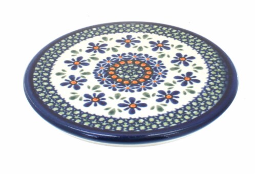 Blue Rose Polish Pottery Mosaic Beach Yin-Yang Fish Dish