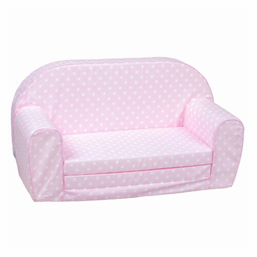 Delsit Toddler Couch 2 in 1 Flip Open Kid Size Foam Sofa Lounger, Pink Polka Dot Perspective: front