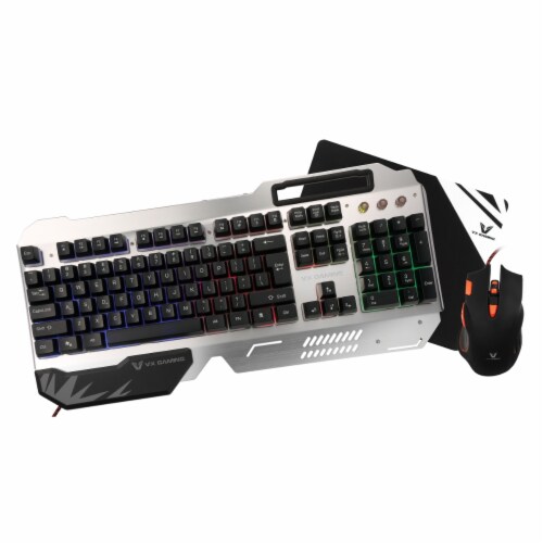 VX Gaming Combat Series Metal Combo Back - Silver Perspective: front