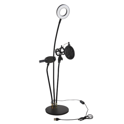 Volkano Insta Series Ring Light Desk Stand Vlogging Kit Perspective: front