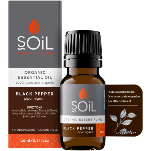 SOiL Organic Black Pepper Essential Oil (Piper Nigrum) 10ml Perspective: front