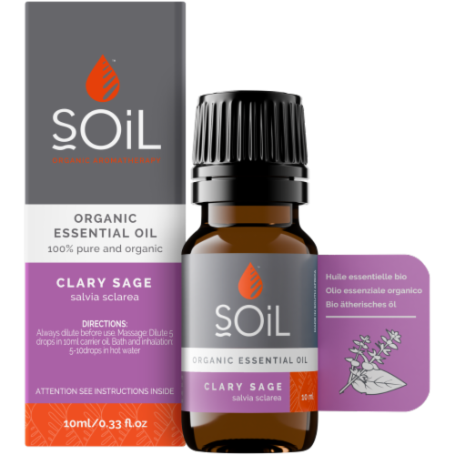 SOiL Organic Clary Sage Essential Oil (Salvia Sclarea ) 10ml Perspective: front