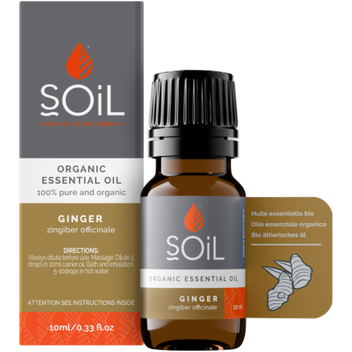 SOiL Organic Ginger Essential Oil (Zingiber Officinale) 10ml Perspective: front