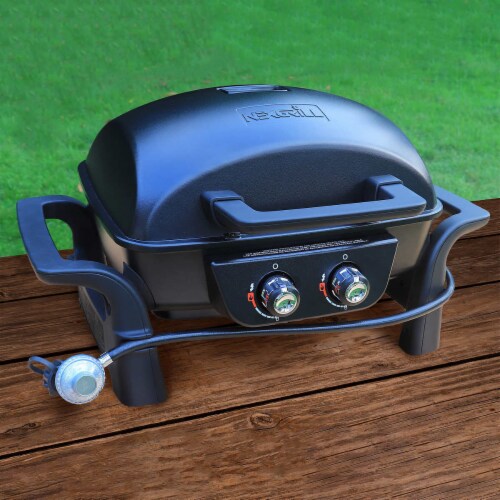 Nexgrill Cast Aluminum Table Top Gas BBQ Perspective: front