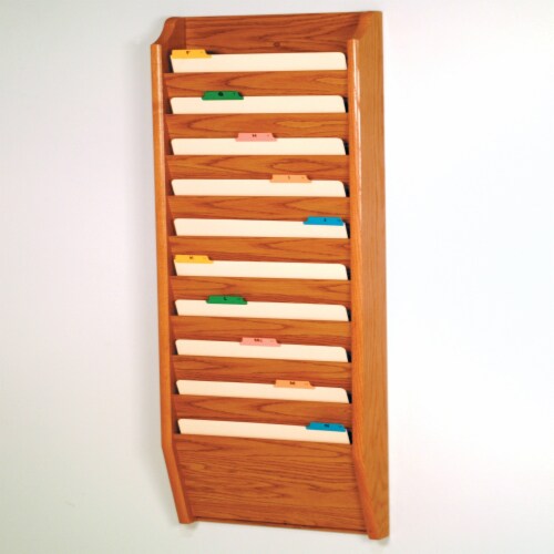 10-Pocket File Holder, Legal Size, Medium Oak (Set of 2) Perspective: front