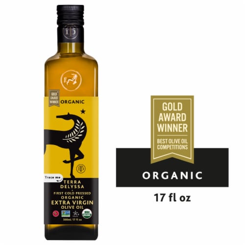 Terra Delyssa® Organic First Cold Press Smooth Flavor Extra Virgin Olive Oil Perspective: front