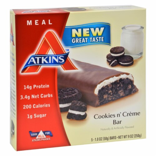 Atkins Advantage Bar Cookies n Creme - 5 Bars Perspective: front