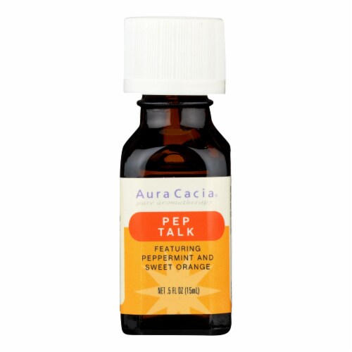 Aura Cacia - Essential Solutions Oil Pep Talk Peppermint and Sweet Orange - 0.5 fl oz Perspective: front