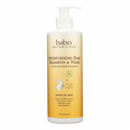 Babo Botanicals - Baby Shampoo and Wash - Moisturizing - Oatmilk - 16 oz Perspective: front
