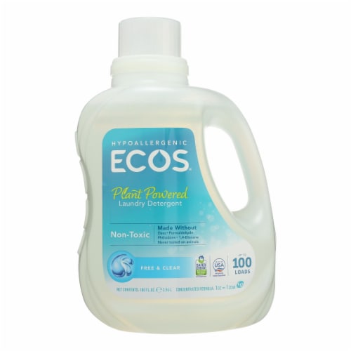 Earth Friendly Ecos Ultra 2x All Natural Laundry Detergent-Free and Clear-Case of 4-100 fl oz Perspective: front