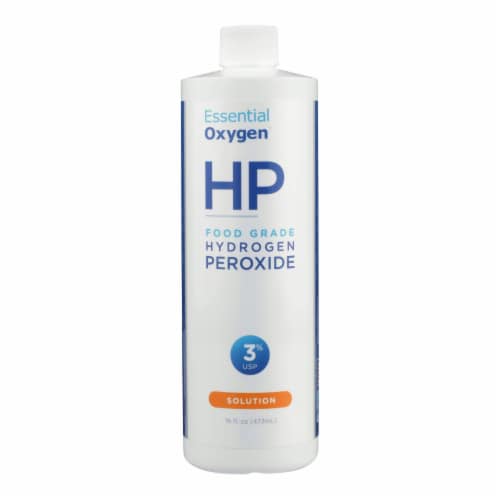Essential Oxygen Hydrogen Peroxide 3% - Food Grade  - 16 oz Perspective: front