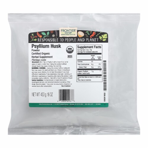 Frontier Herb Organic Psyllium Seed Husk Powder Single Bulk Item