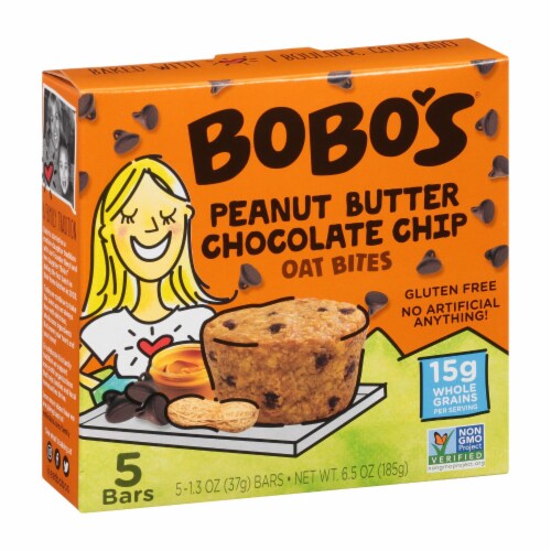 Bobo's Oat Bars - Oat Bite Peanut Butter Chocolate Chips - Case of 6 - 6.5 OZ Perspective: front