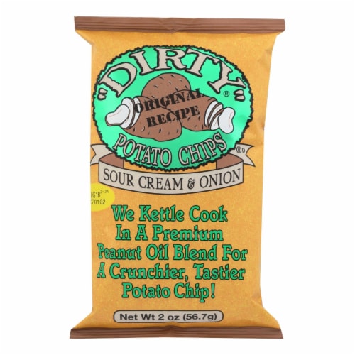 Dirty Chips - Potato Chips - Sour Cream and Onion - Case of 25 - 2 oz. Perspective: front