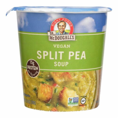Dr. McDougall's Vegan Split Pea and Barley Soup Big Cup 2.5 oz. - Pack of 6 Perspective: front