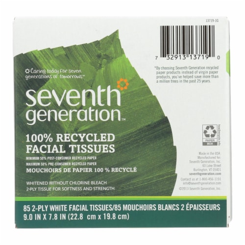 Seventh Generation Recycled Facial Tissue - Cube - Case of 36 - 85 Count Perspective: front