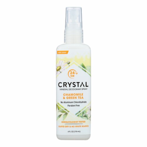 Crystal Essence Mineral Deodorant Body Spray Chamomile And Green Tea - 4 fl oz - Pack of 3 Perspective: front