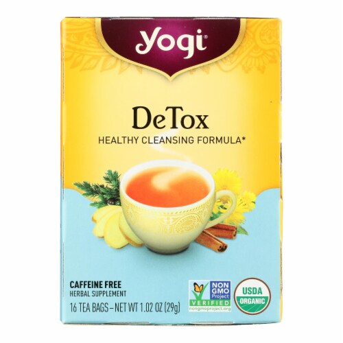 Yogi Detox Herbal Tea Caffeine Free - 16 Tea Bags - Case of 6 Perspective: front