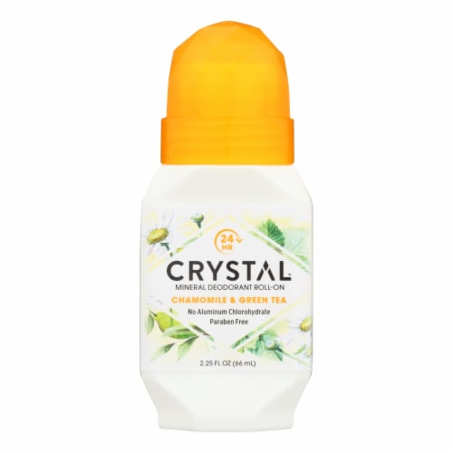 Crystal Essence Mineral Deodorant Roll-On Chamomile and Green Tea - 2.25 fl oz - Pack of 3 Perspective: front