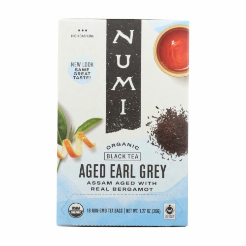 Numi Aged Earl Grey Bergamot Black Tea - 18 Tea Bags - Case of 6 Perspective: front