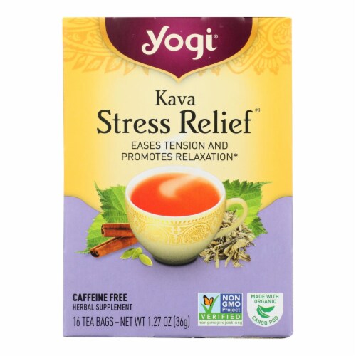 Yogi Kava Stress Relief Herbal Tea Caffeine Free - 16 Bag - Case of 6 Perspective: front