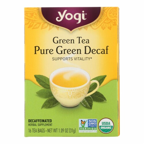 Yogi Organic Green Tea Caffeine Free - 16 Tea Bags - Case of 6 Perspective: front