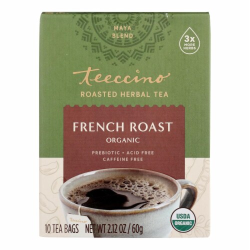 Teeccino French Roast Herbal Coffee Dark Roast - 10 Tea Bags - Case of 6 Perspective: front