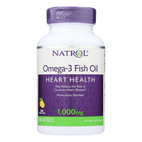 Natrol Omega-3 Fish Oil Lemon - 1000 mg - 90 Softgels - Pack of 3 Perspective: front