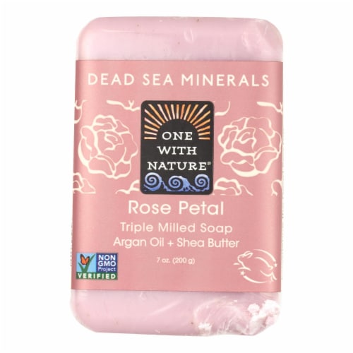 One With Nature Dead Sea Mineral Rose Petal Soap - 7 oz Perspective: front
